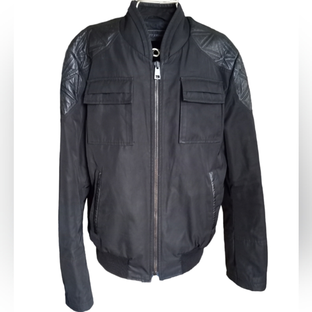 Brett Johnson Mixed Media Bomber Jacket size Large   45